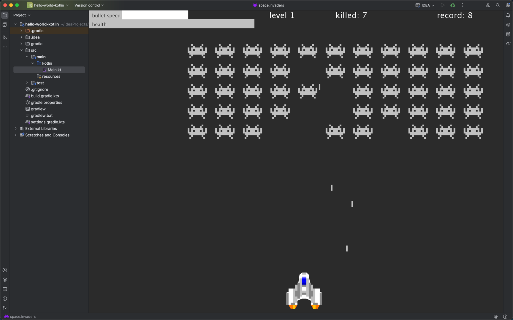 Space Invaders in IntelliJ IDEA's editor