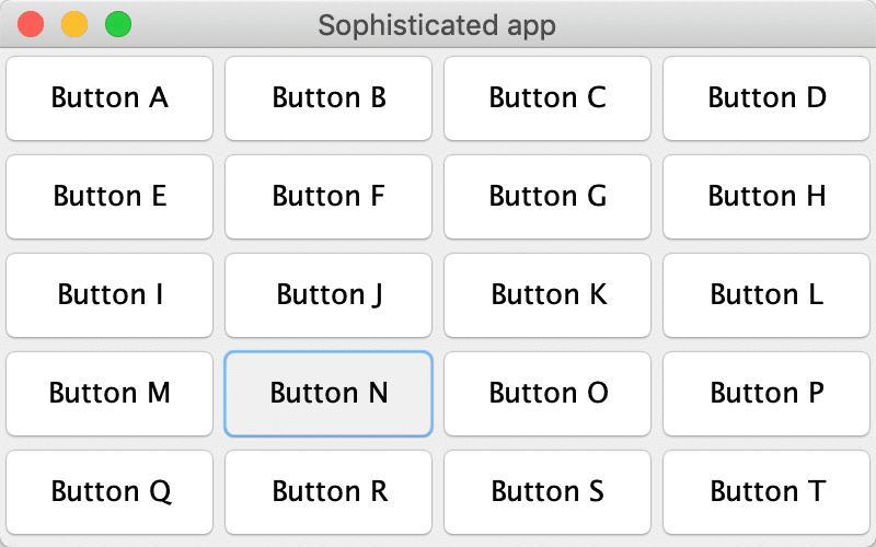 The UI of the sample application has lots of buttons to perform some actions