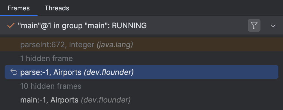Frames without line numbers in IntelliJ IDEA's debugger